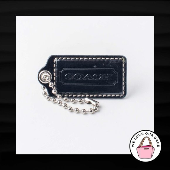2.5" Large COACH BLACK LEATHER KEY FOB BAG CHARM - Picture 1 of 1